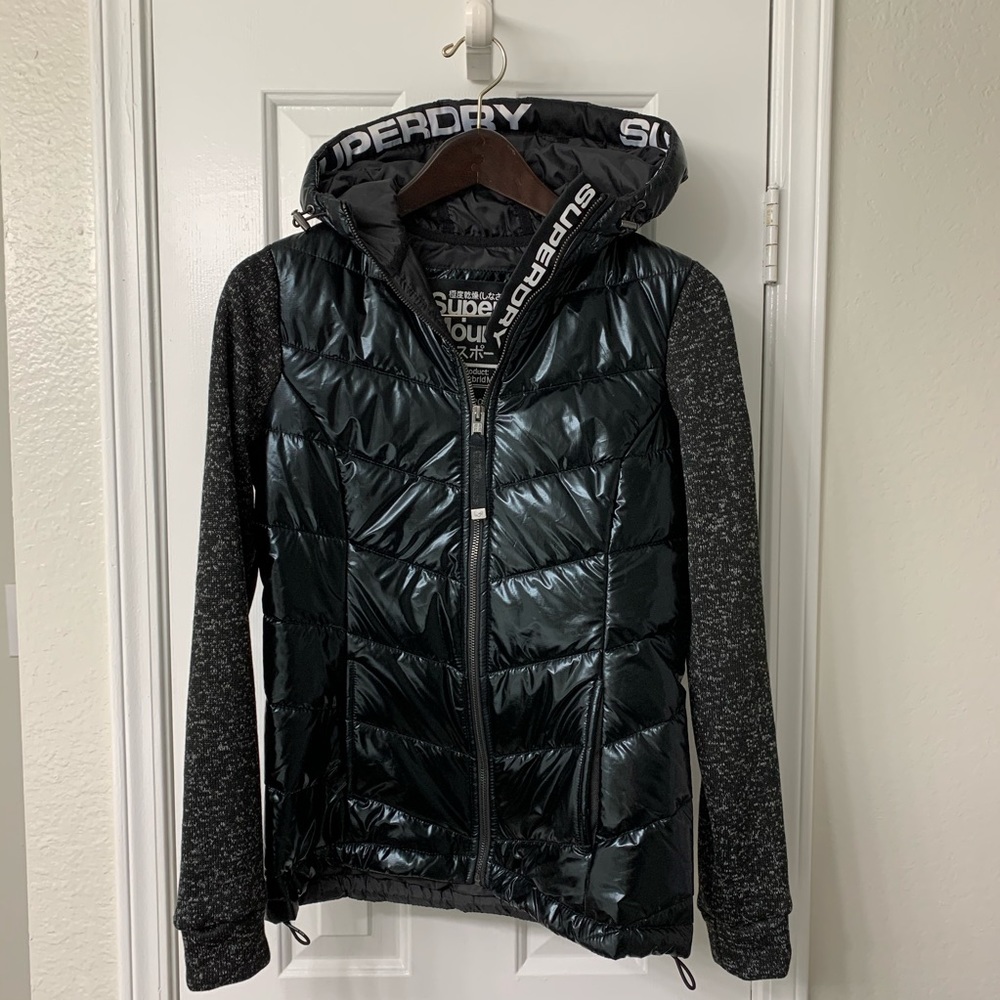 Superdry Storm Hybrid Metallic Ziphood puffer coat